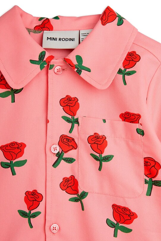 Детская хлопковая рубашка Mini Rodini Roses розовый 2512011628