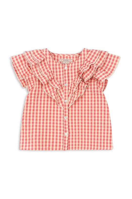 Konges Sløjd koszula bawełniana dziecięca KIM FRILL SS SHIRT GOTS KS102306 różowy SS25