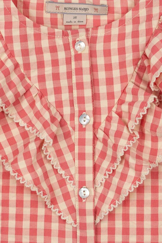 Konges Sløjd koszula bawełniana dziecięca KIM FRILL SS SHIRT GOTS różowy KS102306