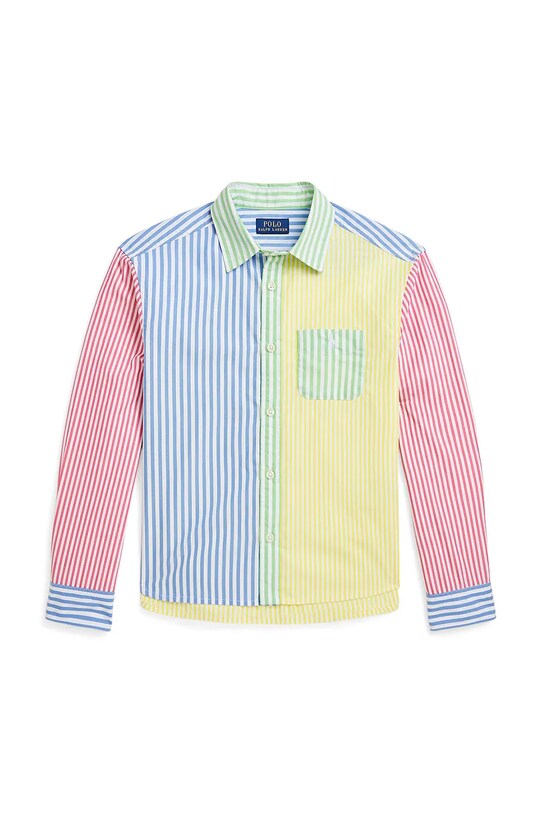 Детская хлопковая рубашка Polo Ralph Lauren 313964276001 голубой SS25