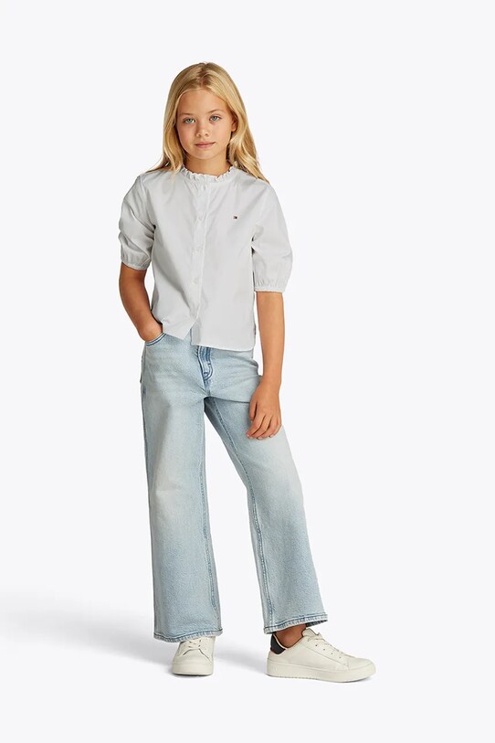 Дитяча бавовняна сорочка Tommy Hilfiger довгий білий KG0KG08571.PPYA