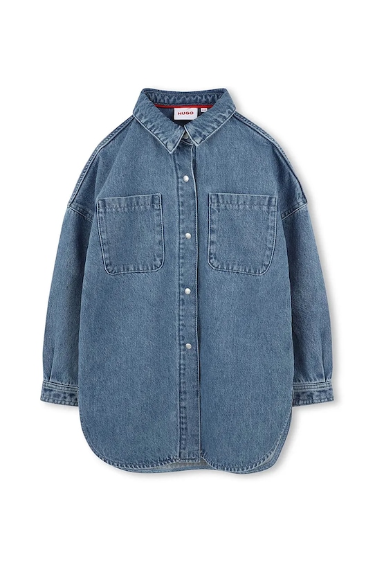 Dětská bavlněná košile HUGO G00394.162.174 modrá SS25