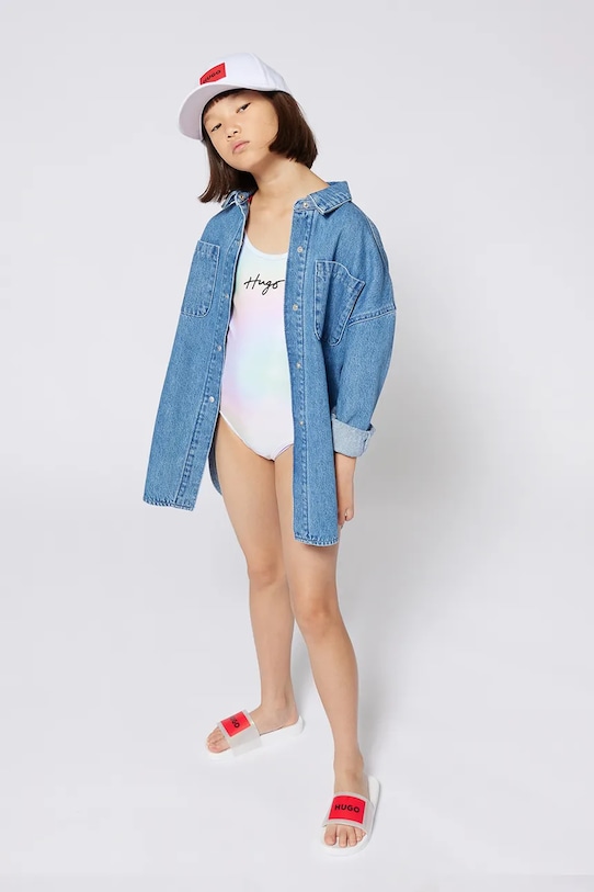 Dětská bavlněná košile HUGO modrá G00394.162.174