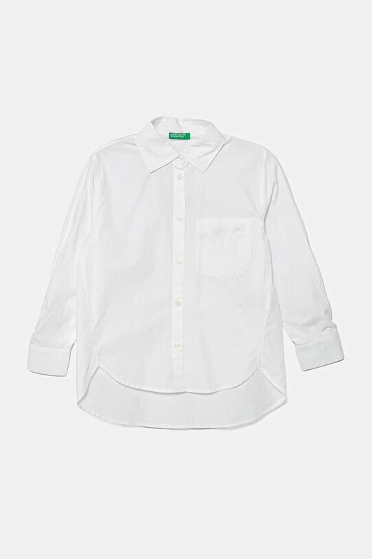 United Colors of Benetton camicia di cotone per bambini lunga bianco 5EW7CQ044.G.Seasonal