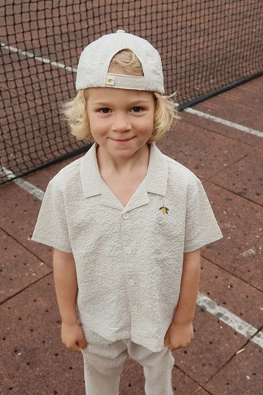 Konges Sløjd camasa copii ELLIOT SS SHIRT GOTS scurt gri KS102290