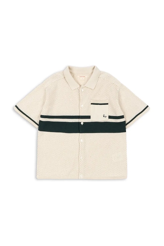 Konges Sløjd cămașă de bumbac pentru copii HAI KNIT SHIRT GOTS KS103313 bej SS25