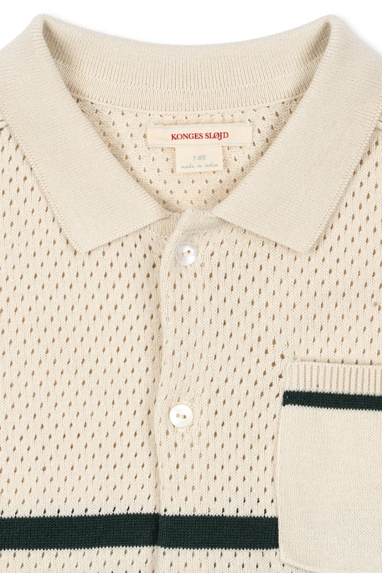 Konges Sløjd cămașă de bumbac pentru copii HAI KNIT SHIRT GOTS bej KS103313