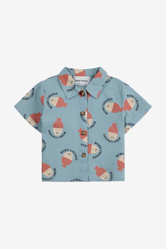 Bobo Choses cămașă din bumbac pentru bebeluși Morning Egg 125AB026 albastru SS25