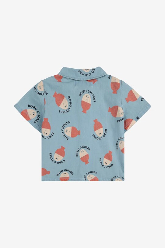 Băieți Bobo Choses cămașă din bumbac pentru bebeluși Morning Egg 125AB026 albastru
