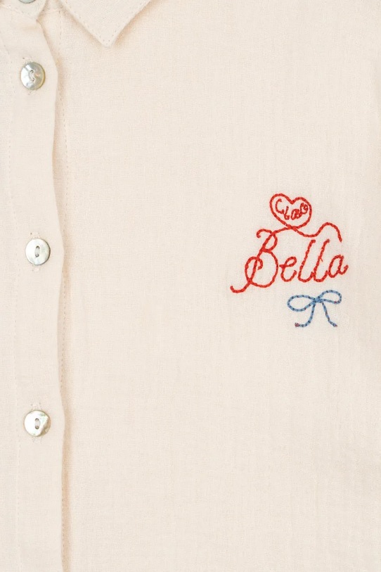 Konges Sløjd cămașă de bumbac pentru copii RHW X KS BELLA SHIRT GOTS bej KS103591