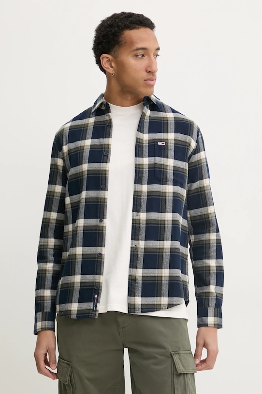 Košulja Tommy Jeans casual mornarsko plava DM0DM20670