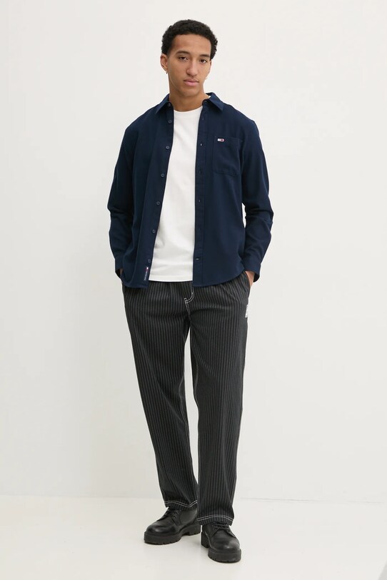 Tommy Jeans cămașă din bumbac DM0DM20669 bleumarin SS25