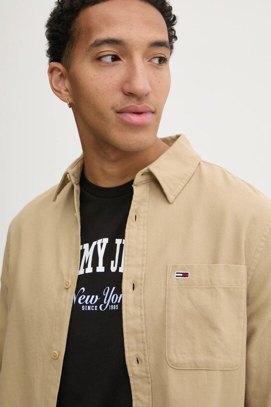 Tommy Jeans cămașă din bumbac verde DM0DM20669