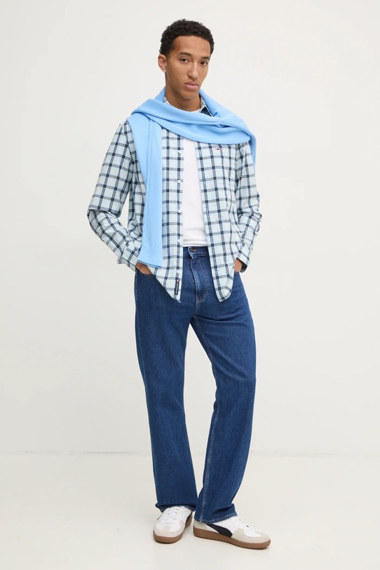 Tommy Jeans koszula bawełniana DM0DM21115 niebieski SS25