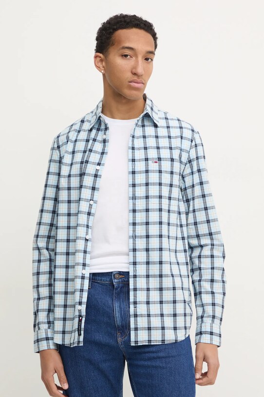 Tommy Jeans cămașă din bumbac albastru DM0DM21115