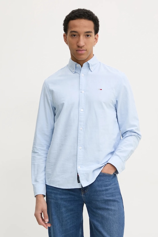 Košeľa Tommy Jeans jednofarebný modrá DM0DM20667