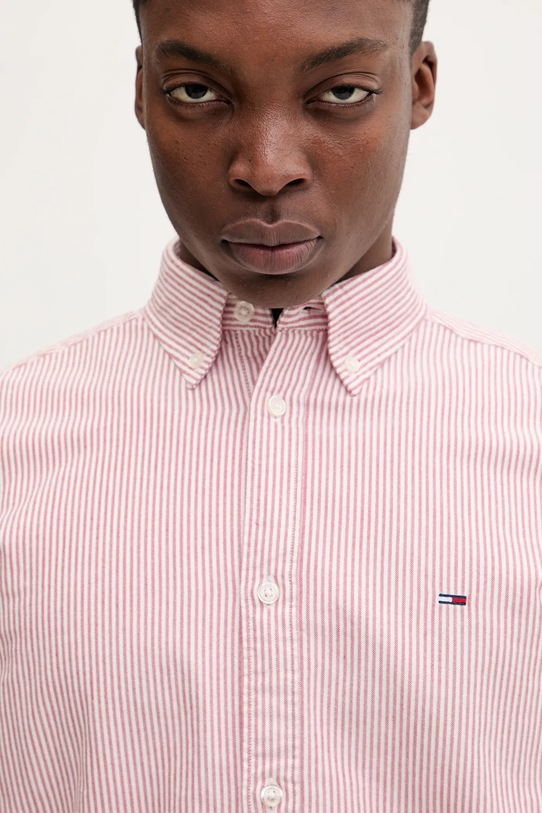 Βαμβακερό πουκάμισο Tommy Jeans ροζ DM0DM20668