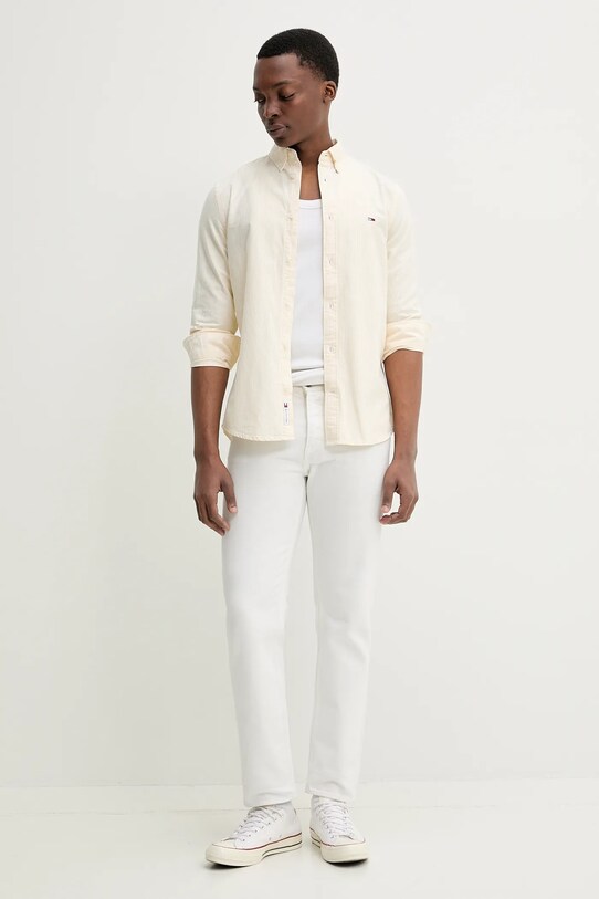 Bavlněná košile Tommy Jeans DM0DM20668 žlutá SS25