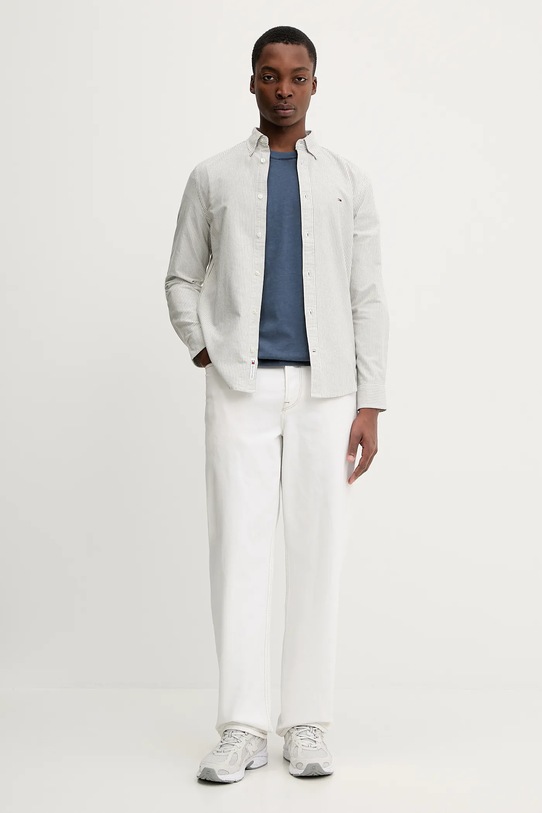 Tommy Jeans koszula bawełniana DM0DM20668 zielony AW25