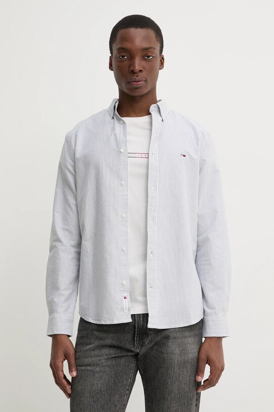 Bavlnená košeľa Tommy Jeans sivá DM0DM20668