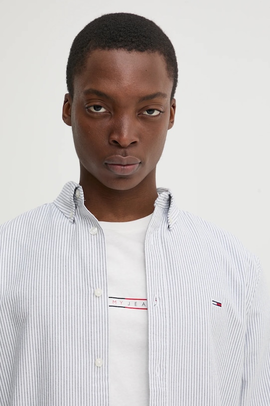 Tommy Jeans koszula bawełniana szary DM0DM20668