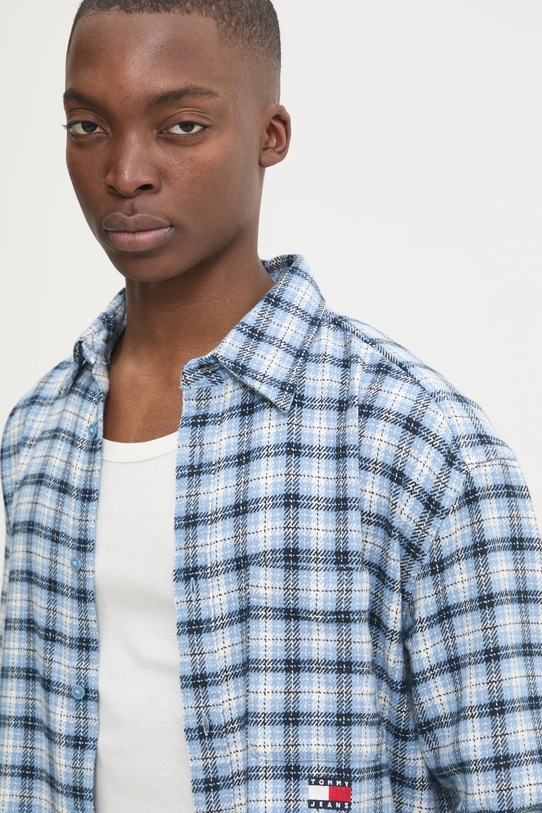 Tommy Jeans cămașă din bumbac albastru DM0DM20239