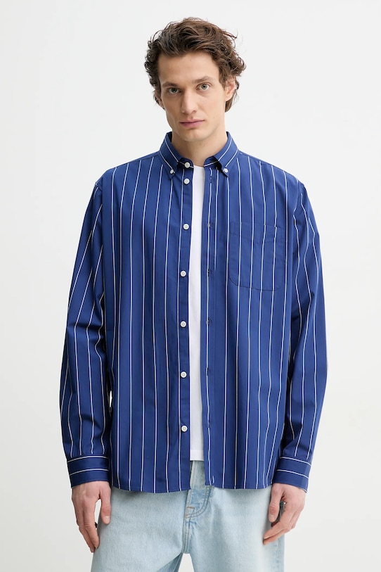 Хлопковая рубашка Les Deux узор тёмно-синий LDM410206