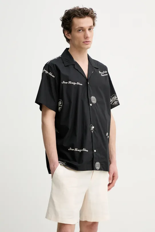 Бавовняна сорочка Les Deux візерунок чорний LDM401096