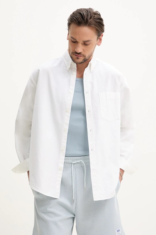 Bombažna srajca Hugo Blue Casual bela 50534183