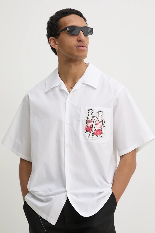 MSGM camasa din bumbac scurt alb 3840ME06X.257100
