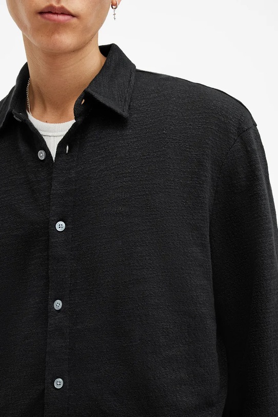 AllSaints koszula bawełniana FOSTER M004PB czarny SS25