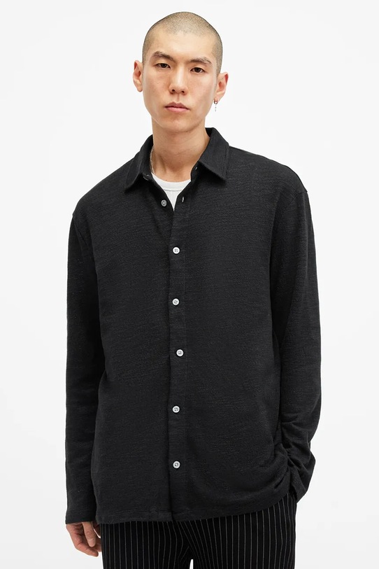 Îmbrăcăminte AllSaints camasa din bumbac FOSTER M004PB negru