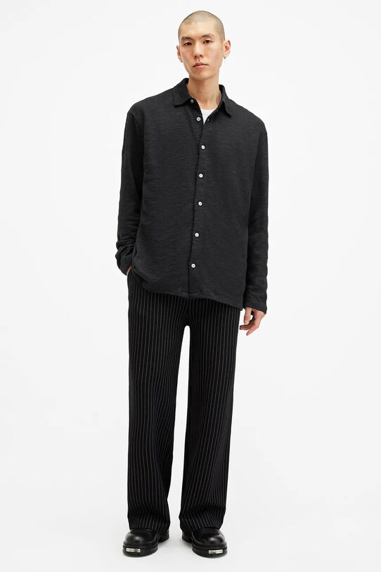 AllSaints camasa din bumbac FOSTER M004PB negru