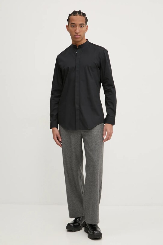 Bavlnená košeľa HUGO 50534067 čierna SS25