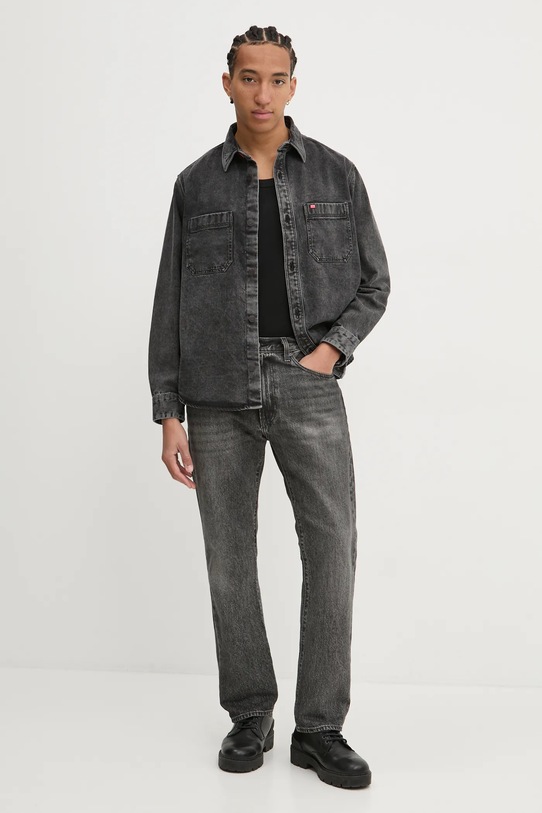 Džínová košile HUGO 50534220 šedá SS25