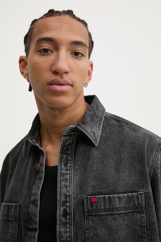 Džínová košile HUGO šedá 50534220