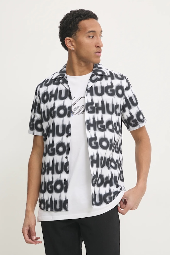 Хлопковая рубашка HUGO узор белый 50534240