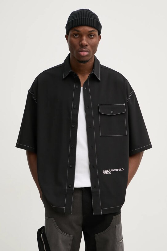 Karl Lagerfeld Jeans camasa scurt negru A1M16016