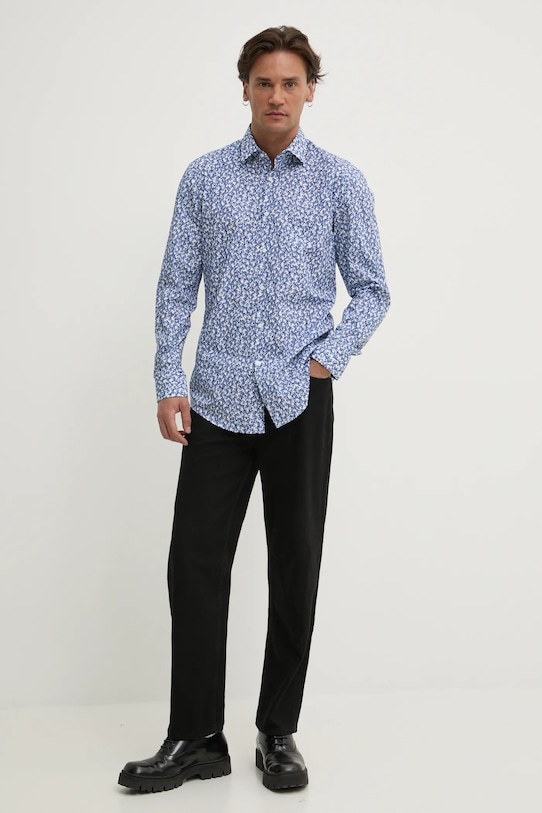 Bavlnená košeľa HUGO 50534068 modrá SS25