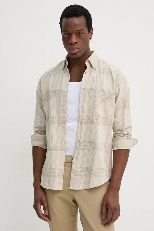 BOSS Orange camicia in cotone regolare beige 50530843