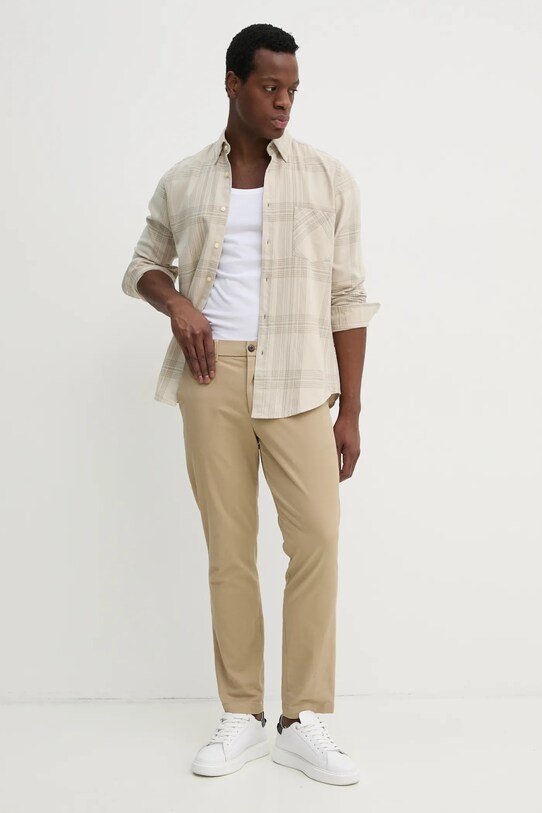 BOSS Orange camicia in cotone 50530843 beige SS25