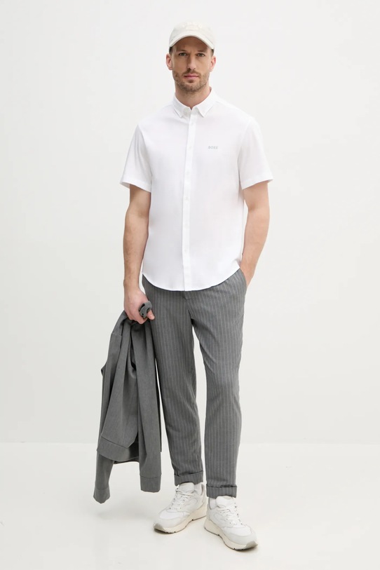 Pamučna košulja BOSS Green 50533149 bijela SS25