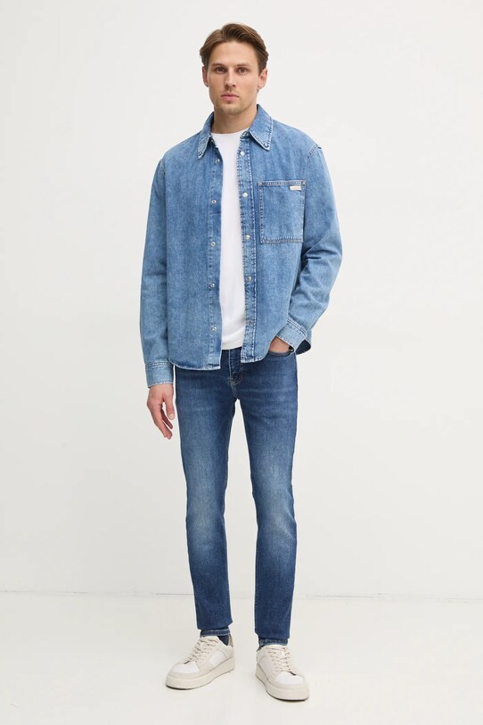 Calvin Klein Jeans koszula jeansowa J30J326561 niebieski SS25