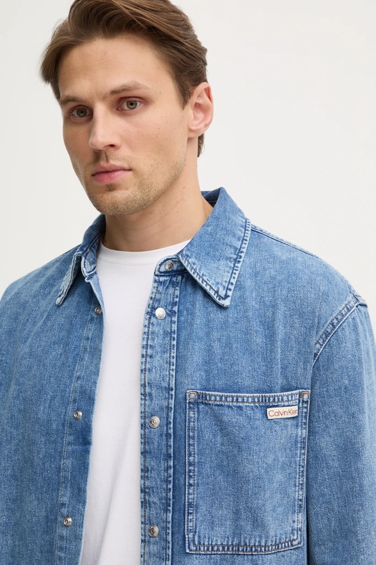 Rifľová košeľa Calvin Klein Jeans modrá J30J326561