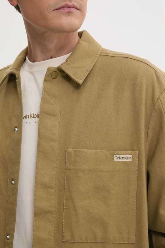 Calvin Klein Jeans camasa din bumbac J30J327108 verde SS25