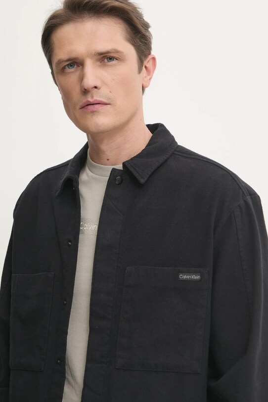 Хлопковая рубашка Calvin Klein Jeans casual чёрный J30J327108