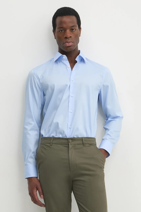 Бавовняна сорочка BOSS довгий блакитний 50532875
