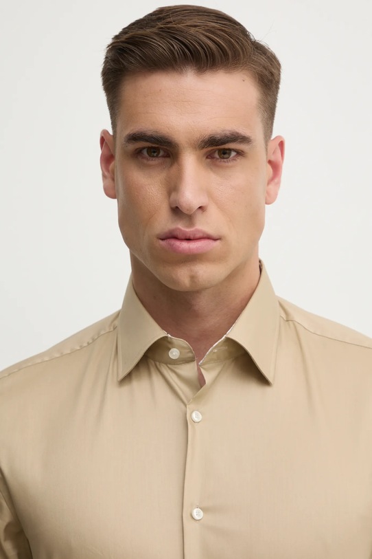 Бавовняна сорочка BOSS 50532875 бежевий