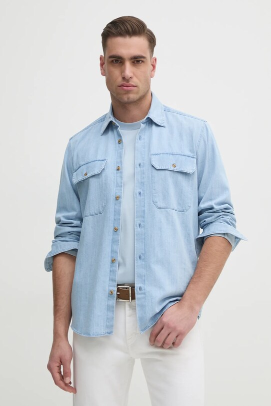 Jeans srajca BOSS Brez vzorca modra 50527795