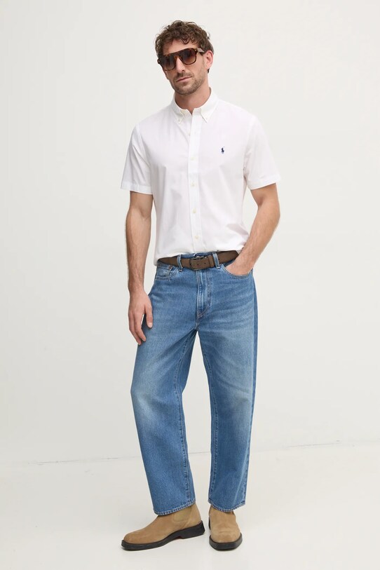 Хлопковая рубашка Polo Ralph Lauren 710945315 бежевый SS25